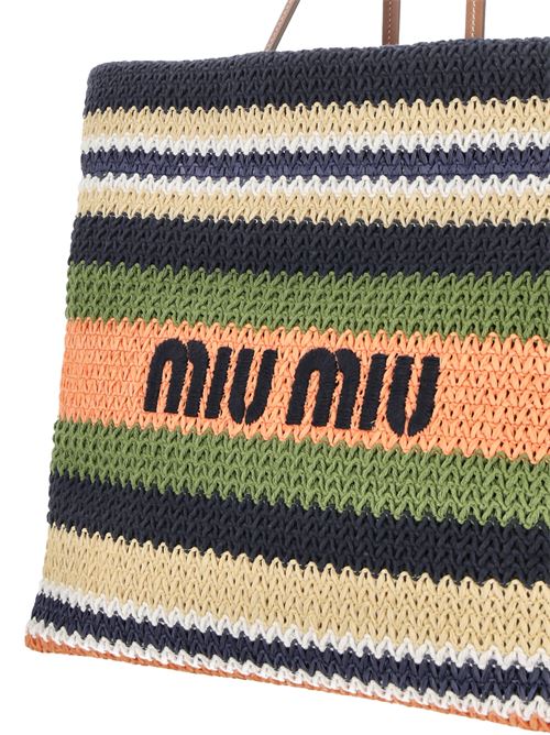 Black/multicolour woven raffia bag Miu Miu | 5BG228S-OOO2DO3F03QS